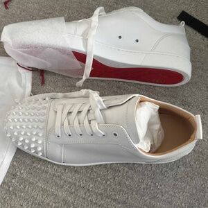 “Authentic Christian Louboutin Louis Junior Spikes Sneakers - Size 45.5 - White”